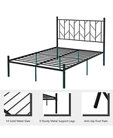 Sugift Queen Size Platform Bed Frame with Sturdy Metal Slat Support