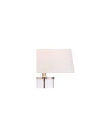 360 Lighting Modern Table Lamp with Usb and Ac Power Outlet Workstation Charging Base 26.25" High Cylinder Fillable Clear Glass Brushed Nickel White D