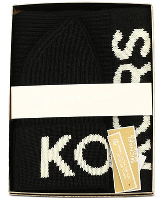 Michael Kors Fisherman's Rib Beanie and Scarf Boxed Gift Set