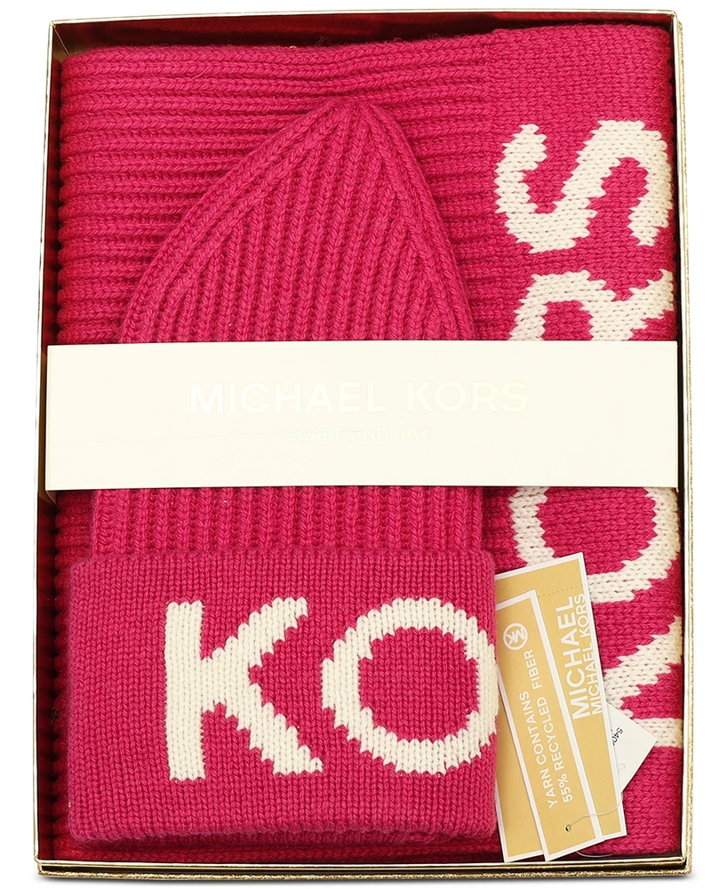 Michael Kors Fisherman's Rib Beanie and Scarf Boxed Gift Set