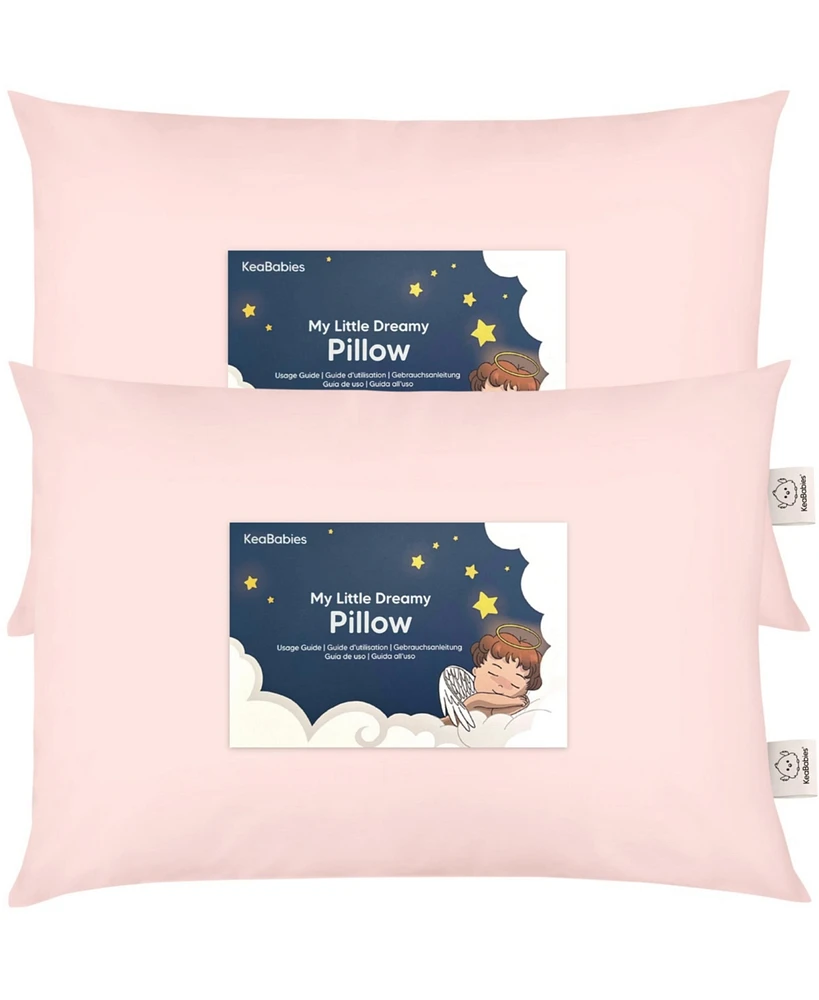 KeaBabies 2pk Jumbo Toddler Pillow - Soft Organic Cotton Kids Pillows for Sleeping 14X20 Travel Age 2-5