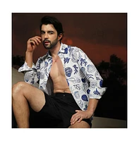 Men's Chalk White:Indigo Blue Seashell Shirt