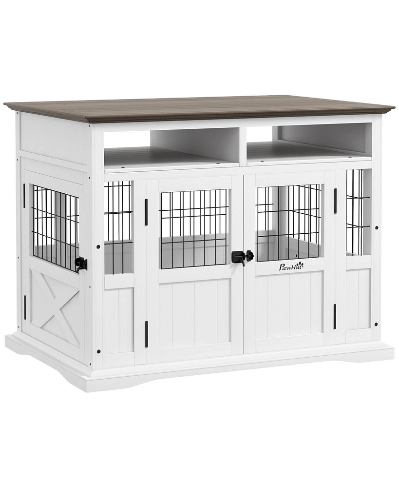 PawHut Dog Crate Furniture Side End Table w/ Storage for Small Medium Dogs