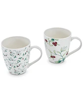 Winterberry Holiday Mugs, Set of 2