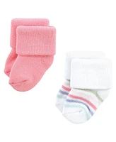 Hudson Baby Girls Cotton Rich Newborn and Terry Socks