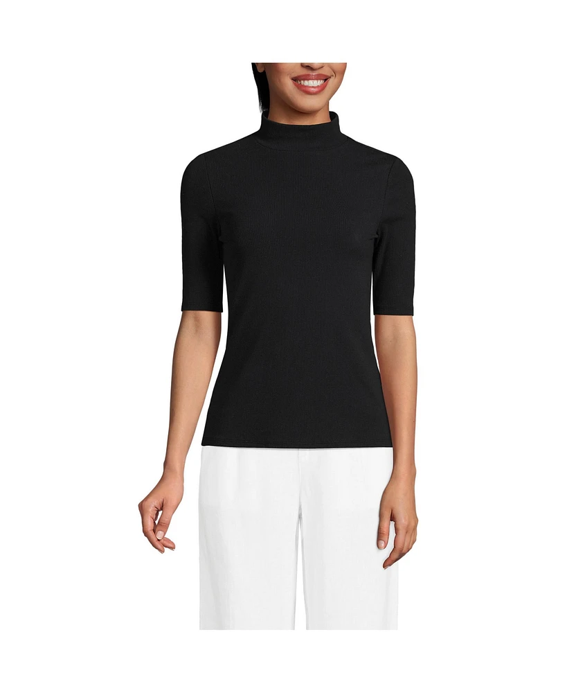 Lands' End Women's Wide Rib Mock Turtleneck