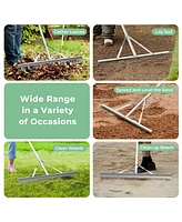 Givimo Aluminum Rake with 36 Inch Wide Rake Head and 68 Inch Long Handle