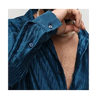 Men's Aegean Blue Curly-Creased Shirt