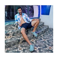 Men's Sky Blue & Ivory White Marble Shirt