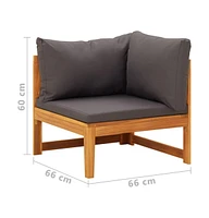 vidaXL Corner Sofa with Dark Gray Cushions Solid Acacia Wood