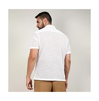 Campus Sutra Men's Chalk White Floral Embroidered Shirt