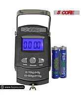 5 Core Fishing Scale 110lb/50kg Hanging Digital Luggage Weighing Scales w Measuring Tape - 2PCS