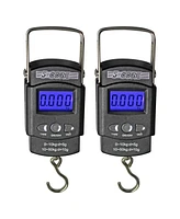 5 Core Fishing Scale 110lb/50kg Hanging Digital Luggage Weighing Scales w Measuring Tape - 2PCS