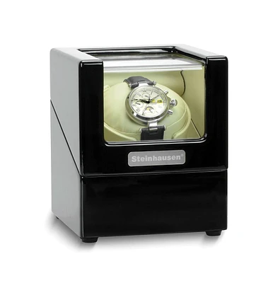 Diamond2Deal High Gloss Heritage Onyx Finish Leatherette Lined Single Watch Winder