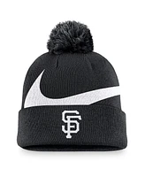 Nike Men's Black San Francisco Giants Swoosh Peak Cuffed Knit Hat with Pom