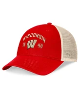 Top of the World Men's Red Wisconsin Badgers Heritage Waylon Trucker Adjustable Hat