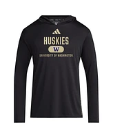 Adidas Men's Washington Huskies 2024 Sideline Hooded Long Sleeve T-Shirt