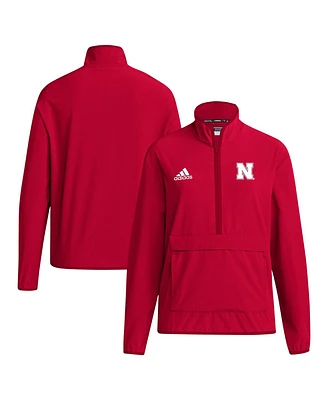 Adidas Men's Scarlet Nebraska Huskers Coaches Sideline Half-Zip Jacket