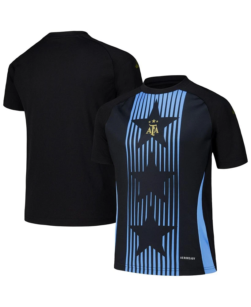 Adidas Big Boys and Girls Black Argentina National Team 2024 Pre-Match Top