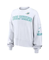 Nike Women's White Miami Dolphins Oversized Long Sleeve Cropped Sweatshirt