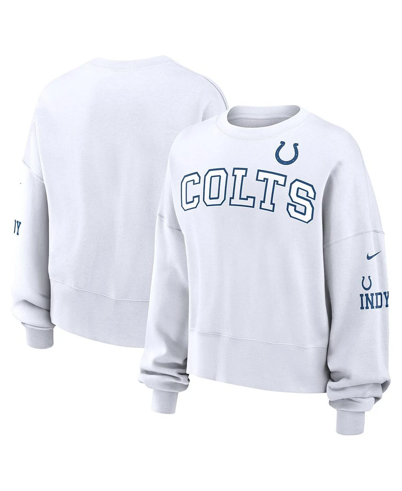 Nike Women's White Indianapolis Colts Oversized Long Sleeve Cropped Sweatshirt