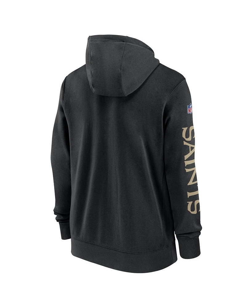 Nike Men's Black New Orleans Saints 2024 Sideline Club Full-Zip Hoodie