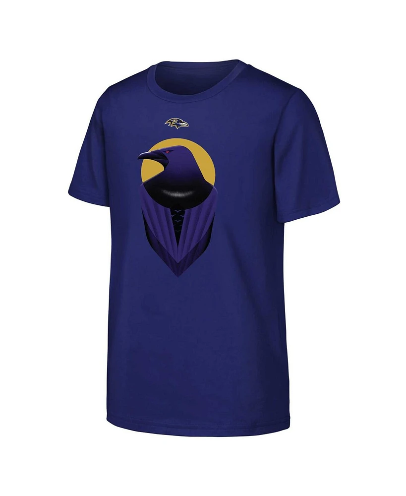 Outerstuff Big Boys and Girls Purple Baltimore Ravens Draft Illustration T-Shirt