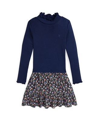 Polo Ralph Lauren Toddler And Little Girls Floral Woven Skirt Turtleneck Dress