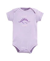 Touched by Nature Baby Girls Organic Cotton Bodysuits, Retro Dino