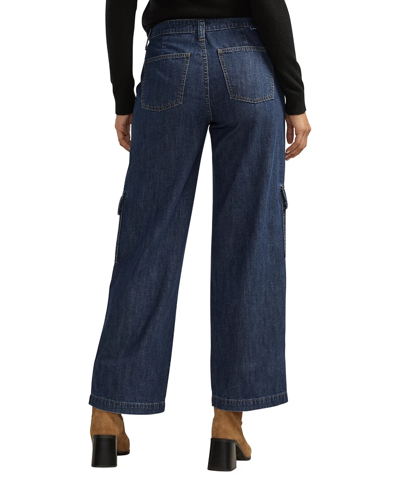 Jag Women's High Rise Wide Leg Cargo Jeans