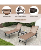 Skonyon 3 Pieces Patio Chaise Lounge Chair and Table Set for Poolside Yard