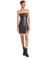 Guess Women's Faux-Leather Strapless Mini Dress