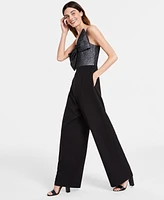 Anne Klein Women's Oversized Bow Jacquard Bodice Jumpsuit