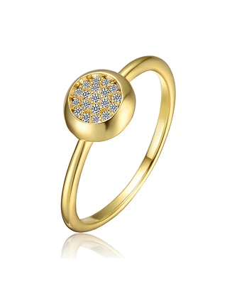 Genevive Sterling Silver 14k Gold Plated Cubic Zirconia Pave Bezel Ring