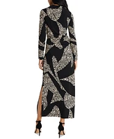 Donna Morgan Women's Printed Long Sleeve Maxi Dress