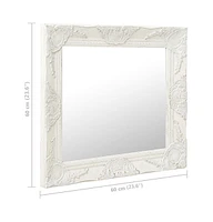 vidaXL Wall Mirror Baroque Style 23.6"x23.6" White