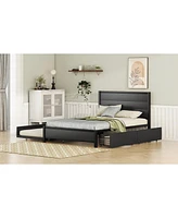 Streamdale Furniture Metal Full Size Storage Platform Bed With Twin Size Trundle And 2 Drawers