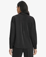 Calvin Klein Women's Faux-Wrap Collared Shirt