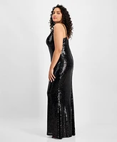 B Darlin Trendy Plus Sequin V-Neck Gown