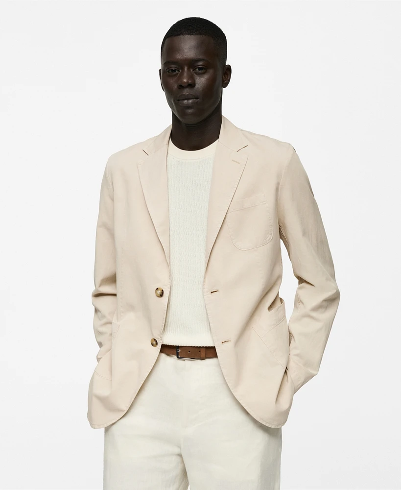 Mango Men's Linen Cotton-Blend Blazer