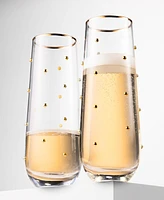 Godinger Gold Pearl Champagne Glasses, Set of 2