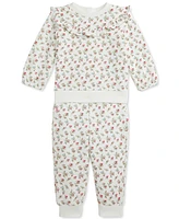 Polo Ralph Lauren Baby Ruffled Floral Sweatshirt & Pants Set