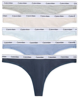 Calvin Klein Women's 5-Pk. Modern Logo Low-Rise Thong Underwear QD5221