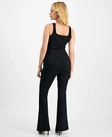 I.n.c. International Concepts Petite Ponte-Knit Flare Pants, Created for Macy's