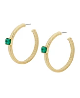 Steve Madden Faux Stone Gem Omega Hoop Earrings