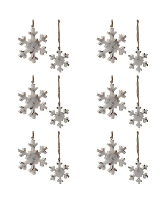 Slickblue Snowflake Ornament (Set of 12) 4"H, 6"H Wood