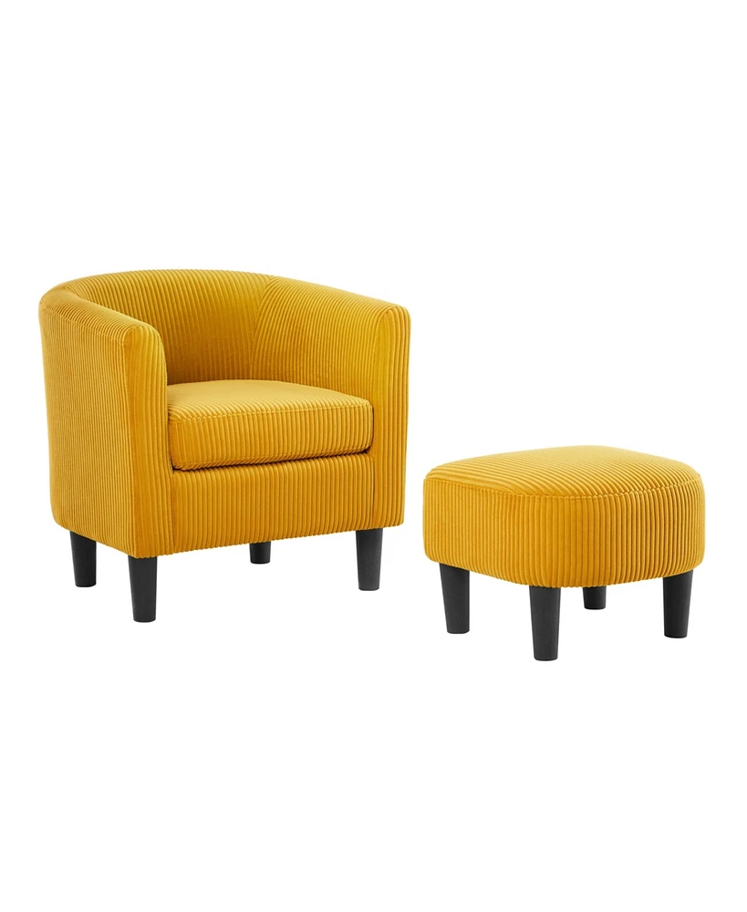 Simplie Fun Comfy Yellow Chair with Ottoman for Living Room