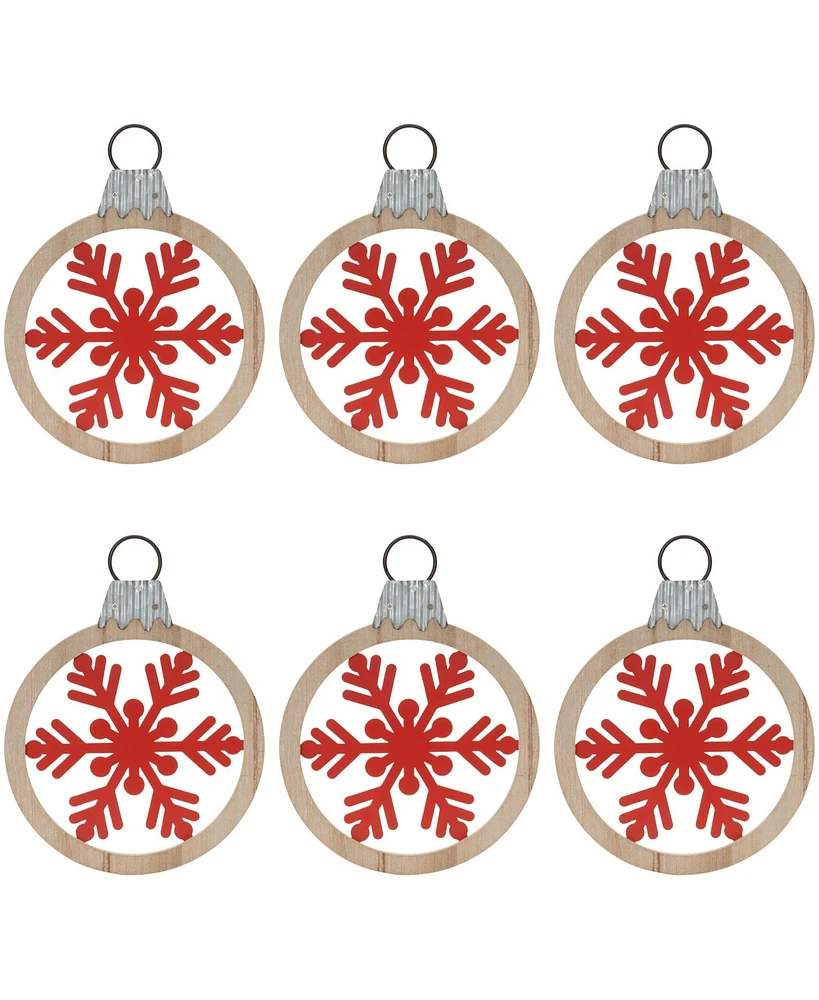 Slickblue Snowflake Frame Ornament (Set of 6) 10.5"H Mdf/Metal