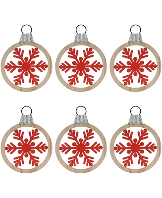 Slickblue Snowflake Frame Ornament (Set of 6) 10.5"H Mdf/Metal