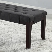 Tufted Bench, Fabric, Gray
